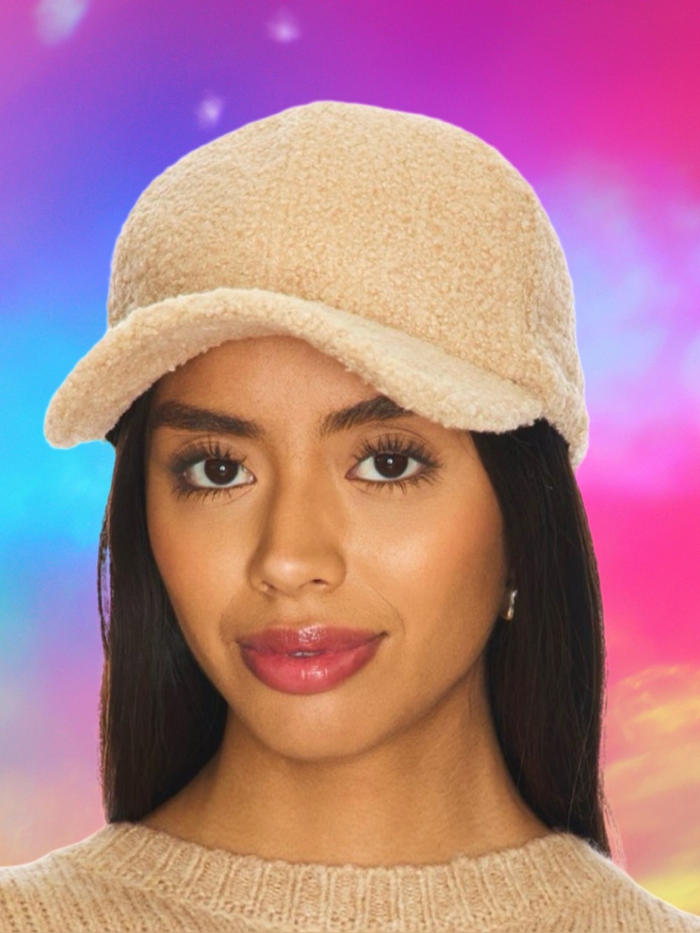 🆕Women’s Boutique Beige Adjustable Sherpa Baseball Hat Cap⭐️⭐️